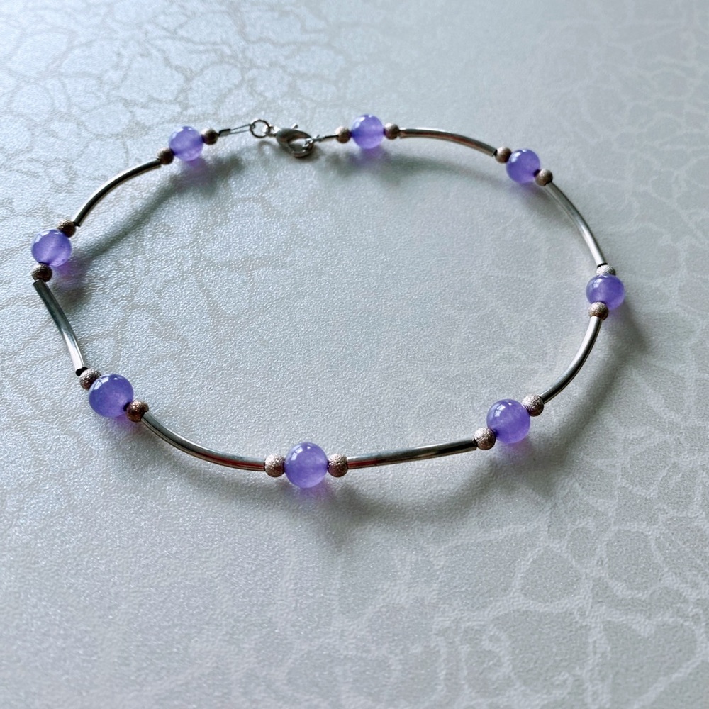 Elegant Dyed Purple Jade Beaded Necklace